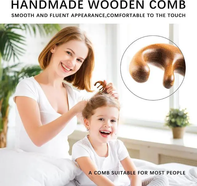 Alt view image 3 of 5 - Sandalwood Wide Tooth Comb and Scalp Massager, Anti-Static | Wide teeth ease through tangles, while the contoured massage edge stimulates the scalp for a calmer grooming routine.