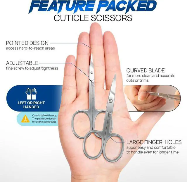 Alt view image 3 of 7 - Nail Scissors for Women & Men Stainless Steel, Curved Blade, Sharp Scissors for Toenails, Manicure, Pedicure, Cuticle For Home & Professional Use (Nail and Cuticle Scissors Pair)