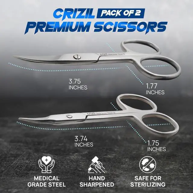 Alt view image 2 of 7 - Nail Scissors for Women & Men Stainless Steel, Curved Blade, Sharp Scissors for Toenails, Manicure, Pedicure, Cuticle For Home & Professional Use (Nail and Cuticle Scissors Pair)