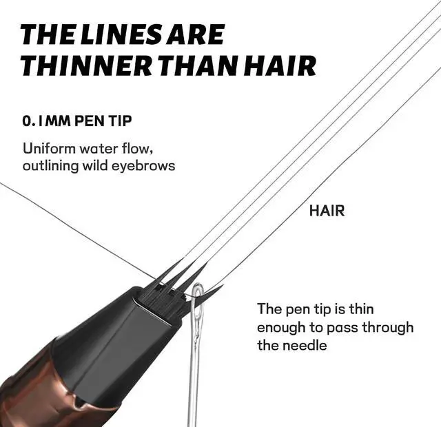 Alt view image 5 of 7 - Eyebrow Pencil, 2Pcs Waterproof Microblading Eyebrow Pens, 4 Tip Precise Eye Brow Makeup Pen for Women to Effortlessly Create Hair Like Natural Brows, Non Dry Out and Last All Day (Brunette)