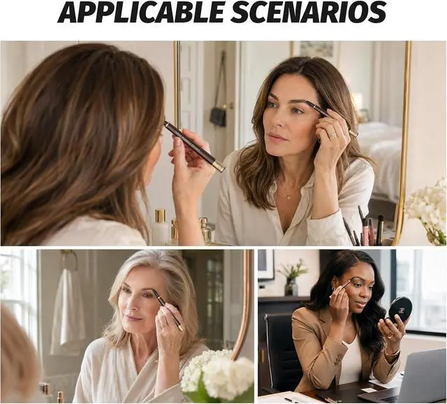Alt view image 4 of 7 - Eyebrow Pencil, 2Pcs Waterproof Microblading Eyebrow Pens, 4 Tip Precise Eye Brow Makeup Pen for Women to Effortlessly Create Hair Like Natural Brows, Non Dry Out and Last All Day (Brunette)