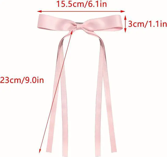 Alt view image 6 of 7 - 4pcs Tassel Ribbon Bowknot Hair Accessories with Long Tails, Solid Barrettes Claw Clips with Bows for Girls and Women (Navy Pink)
