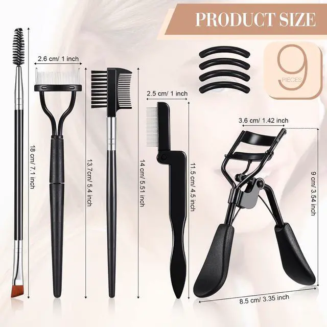 Alt view image 2 of 6 - 5 Pcs Eyelash Curlers Kit for Women, Eyelash Separator Tools | Lash Curler, Eyebrow Brush Separator, Folding Mascara Grooming Comb, Angle Eyeliner Makeup Tool, 4 Silicone Refill Pads