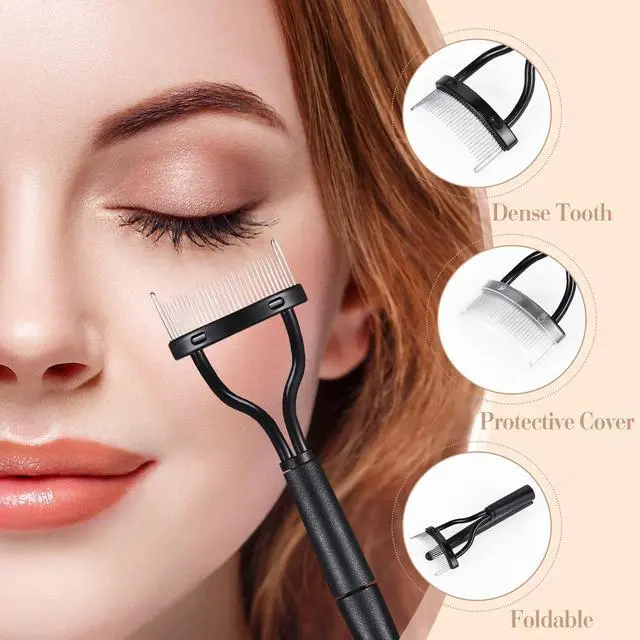 Alt view image 3 of 6 - 5 Pcs Eyelash Curlers Kit for Women, Eyelash Separator Tools | Lash Curler, Eyebrow Brush Separator, Folding Mascara Grooming Comb, Angle Eyeliner Makeup Tool, 4 Silicone Refill Pads