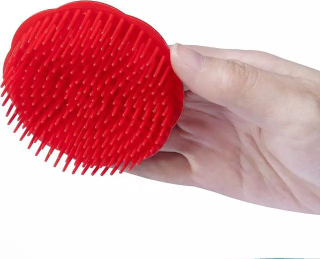 Alt view image 3 of 6 - Hair Scalp Brush Dandruff Cleaning Brush Shower Scalp Shampoo Brush Scalp Massager Pack of 4 (Black and red)
