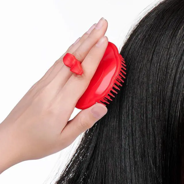 Alt view image 5 of 6 - Hair Scalp Brush Dandruff Cleaning Brush Shower Scalp Shampoo Brush Scalp Massager Pack of 4 (Black and red)