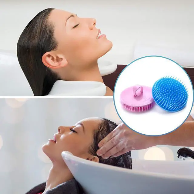 Alt view image 6 of 6 - Hair Scalp Brush Dandruff Cleaning Brush Shower Scalp Shampoo Brush Scalp Massager Pack of 4 (Black and red)