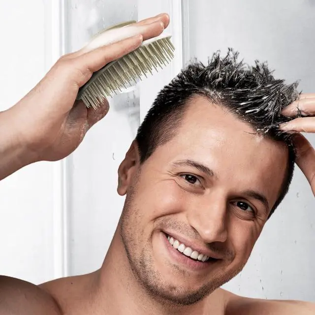 Alt view image 3 of 7 - Scalp Massager Shampoo Brush, Scalp Scrubber for Short, Medium Hair,Natural | for Fine, Short Hair, for Dandruff Removal, Wet & Dry Use, for Men and Women
