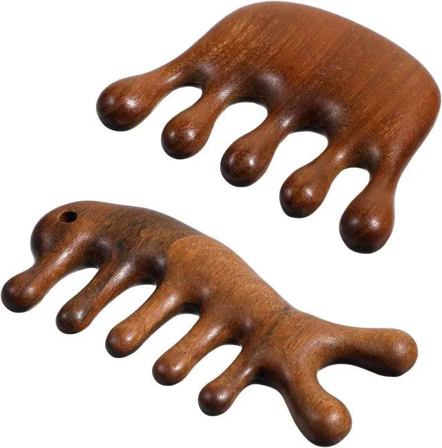 Main image of 2 Pack Wooden Wide Tooth Hair Comb Head Massage Tool | Sandalwood Wide Tooth Comb Dandruff Combs for Hair Growth, Handmade Gua Sha Tool for Women Men, Hair Care, Head Massage