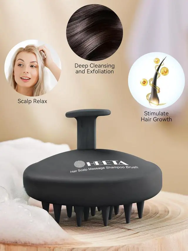 Alt view image 5 of 7 - HEETA Silicone Scalp Massager Hair Scrubber Shampoo Brush for Hair Growth | Scalp Stimulator Soft Bristles for Wet Dry Use, Head Massager Dandruff Removal, Shampoo Brush Exfoliating for All Hair Type