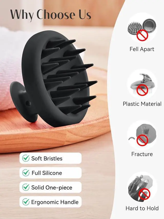 Alt view image 4 of 7 - HEETA Silicone Scalp Massager Hair Scrubber Shampoo Brush for Hair Growth | Scalp Stimulator Soft Bristles for Wet Dry Use, Head Massager Dandruff Removal, Shampoo Brush Exfoliating for All Hair Type