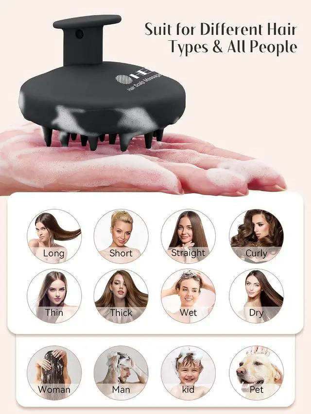 Alt view image 7 of 7 - HEETA Silicone Scalp Massager Hair Scrubber Shampoo Brush for Hair Growth | Scalp Stimulator Soft Bristles for Wet Dry Use, Head Massager Dandruff Removal, Shampoo Brush Exfoliating for All Hair Type