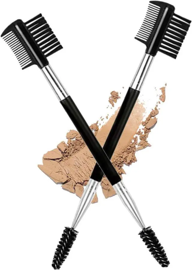 Main image of 2PCS Eyebrow Eyelash Brush 3 Head Eyelash Comb Double Head Brush Makeup Grooming Tool Cosmetic (Black)