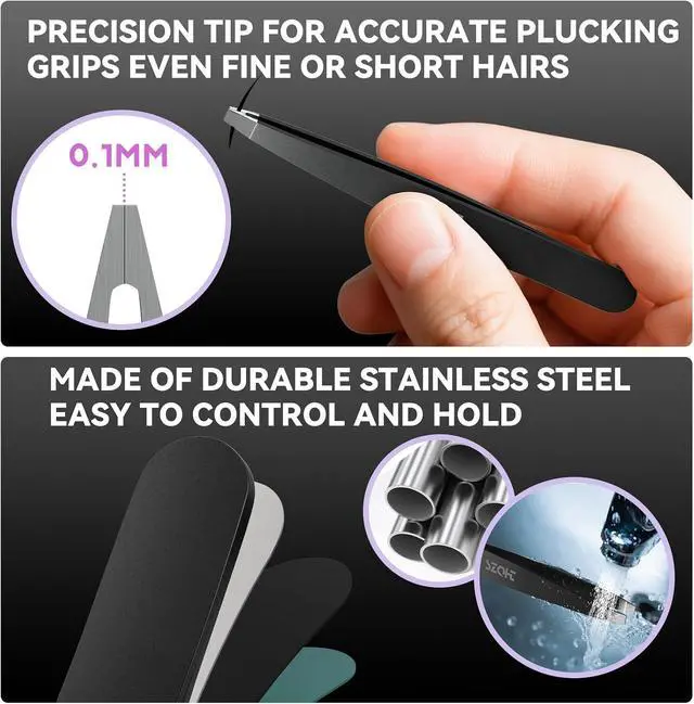 Alt view image 6 of 6 - Professional Tweezers Set for Eyebrows 4PC Precision Stainless Steel Tweezers Kit with Slant, Pointed & Flat Tips Eyebrow Hair Removal Tool for Women & Men Eco-Friendly Paper Tube Packaging