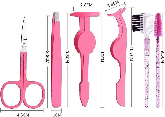 Alt view image 3 of 7 - 6Pcs Portable Eyelash Curlers Applicator Tool, Eyebrow Tweezer Scissor Comb Eye Brow Grooming Clippers Fake Lash Brush for Women