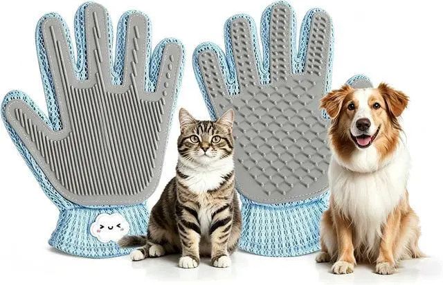 Main image of Pet Hair Remover Glove for Dogs & Cats,2-in-1 Massage Grooming Tool, Efficient Deshedding Brush with Soft Spikes, Gentle Fur Removal and Cleaning Glove for Shedding Control(Right-Hand Glove)