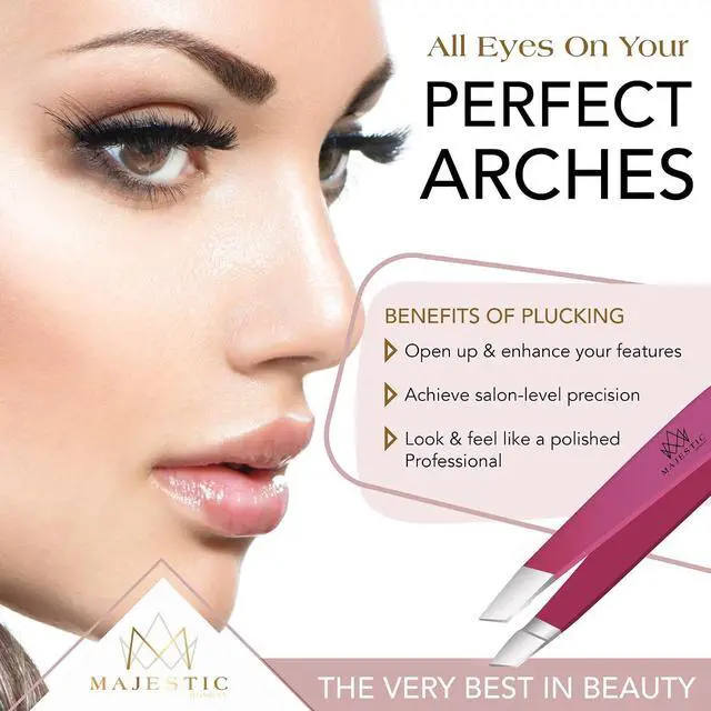 Alt view image 2 of 7 - Majestic Bombay Precision Tweezers Set, Fine Point, Slant, Women and Men | Fine Tip and Slant Tweezers for Splinter and Tick Removal, Eyebrow Grooming, Ingrown Hair, False Lashes and First Aid Kit Use