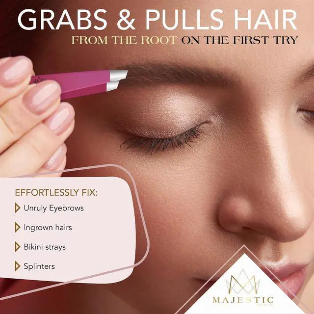 Alt view image 4 of 7 - Majestic Bombay Precision Tweezers Set, Fine Point, Slant, Women and Men | Fine Tip and Slant Tweezers for Splinter and Tick Removal, Eyebrow Grooming, Ingrown Hair, False Lashes and First Aid Kit Use