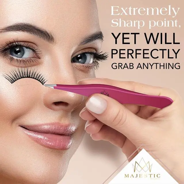 Alt view image 6 of 7 - Majestic Bombay Precision Tweezers Set, Fine Point, Slant, Women and Men | Fine Tip and Slant Tweezers for Splinter and Tick Removal, Eyebrow Grooming, Ingrown Hair, False Lashes and First Aid Kit Use