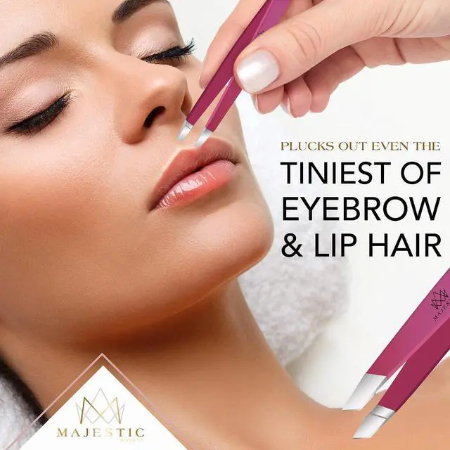 Alt view image 5 of 7 - Majestic Bombay Precision Tweezers Set, Fine Point, Slant, Women and Men | Fine Tip and Slant Tweezers for Splinter and Tick Removal, Eyebrow Grooming, Ingrown Hair, False Lashes and First Aid Kit Use
