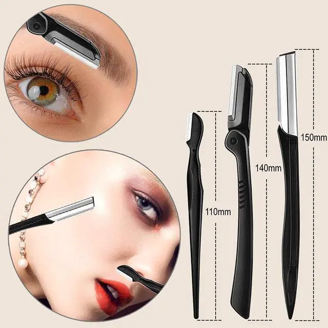 Alt view image 4 of 7 - KINGMAS 9PCS Eyebrow Trimmer Face Razors Facial Trimmer Shaver Kit | Eyelash Comb, Angled Brush, Grooming Scissors, Brow Tweezers for Women