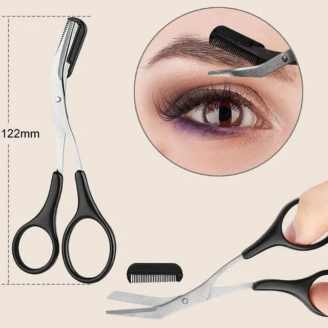 Alt view image 5 of 7 - KINGMAS 9PCS Eyebrow Trimmer Face Razors Facial Trimmer Shaver Kit | Eyelash Comb, Angled Brush, Grooming Scissors, Brow Tweezers for Women