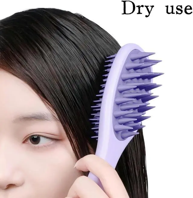 Alt view image 4 of 7 - Silicone Scalp Massage Brush, Shampoo Hair Wash Comb for Shower | Double Size, Long Handle, Soft Silicone Bristles, Scalp Exfoliator, Shower Shampoo Brush, Deep Clean Hair Roots, Scalp Care