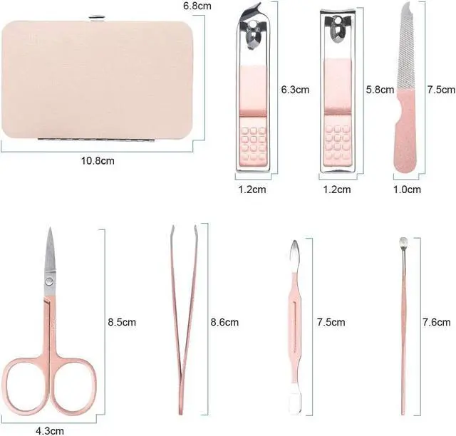 Alt view image 2 of 7 - AOMIG Nail Clippers Set, 7 pcs Professional Portable Manicure Kit, Eyebrow Grooming Face Hair Clippers, Stainless Steel Nail Care Tools with Luxurious Leather Case for Travel & Home
