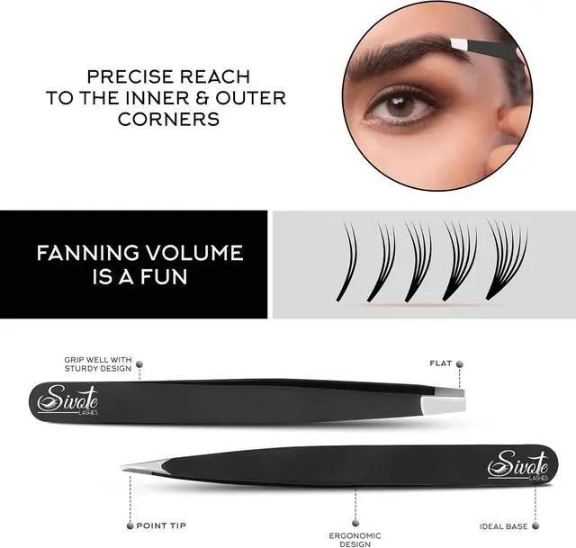 Alt view image 4 of 6 - 4-Pack Eyebrow Tweezers, Stainless Steel, Precision, Black | Professional-grade tweezers for facial hair, chin hair & eyebrow shaping. Suitable for men and women.