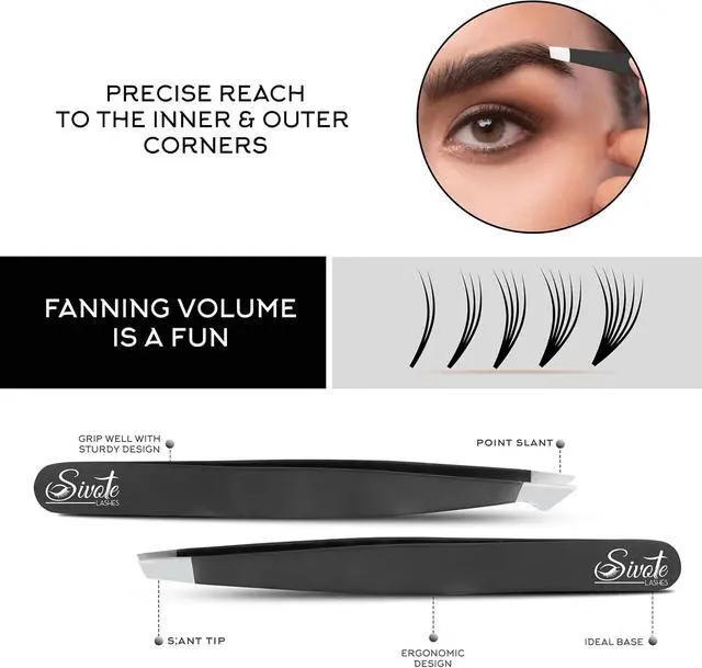 Alt view image 5 of 6 - 4-Pack Eyebrow Tweezers, Stainless Steel, Precision, Black | Professional-grade tweezers for facial hair, chin hair & eyebrow shaping. Suitable for men and women.