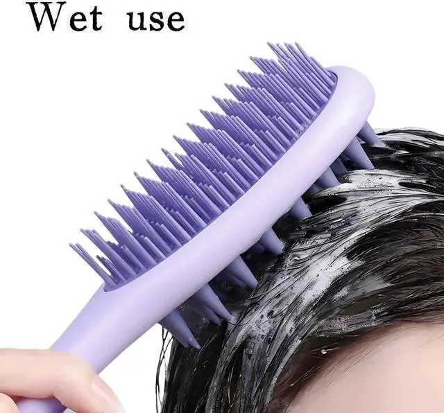 Alt view image 3 of 7 - Silicone Scalp Massage Brush, Shampoo Hair Wash Comb for Shower | Double Size, Long Handle, Soft Silicone Bristles, Scalp Exfoliator, Shower Shampoo Brush, Deep Clean Hair Roots, Scalp Care
