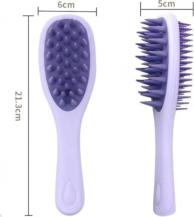 Alt view image 6 of 7 - Silicone Scalp Massage Brush, Shampoo Hair Wash Comb for Shower | Double Size, Long Handle, Soft Silicone Bristles, Scalp Exfoliator, Shower Shampoo Brush, Deep Clean Hair Roots, Scalp Care