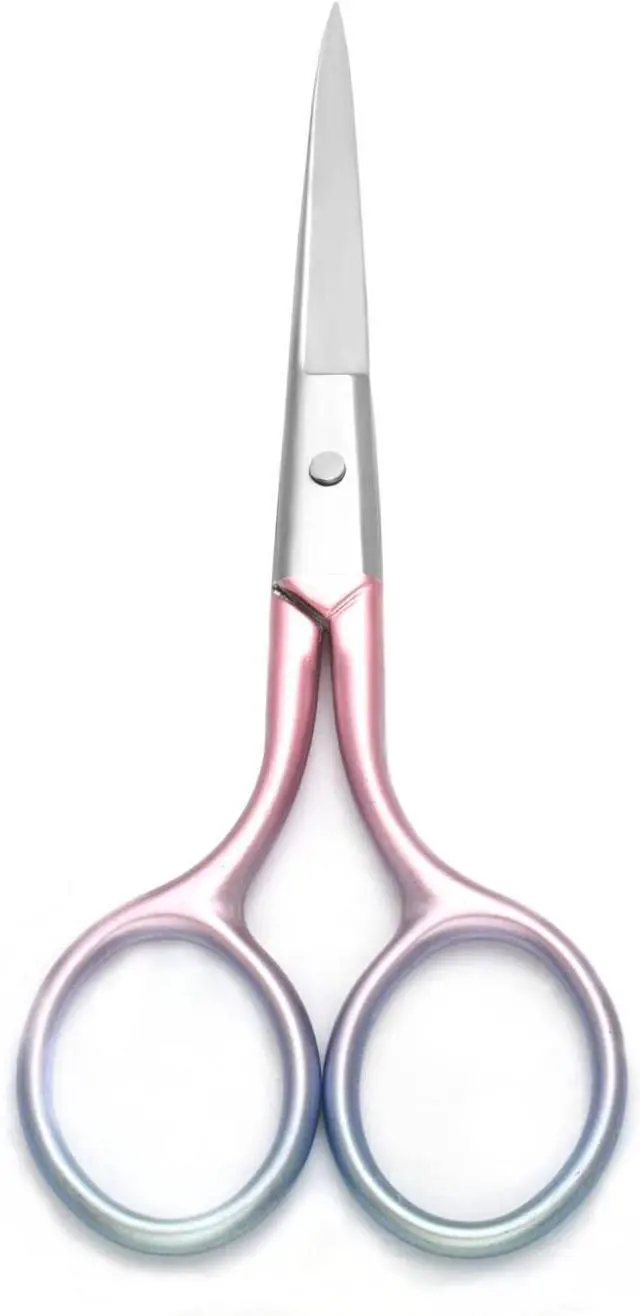 Main image of Multicolor Professional Grooming Scissors for Facial Hair Removal | Personal Care Ear Nose Eyebrow Trimming Stainless Steel Fine Straight Tip Scissors 3.9 Inch (Pink)