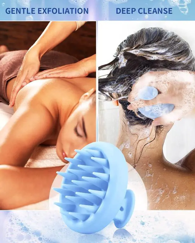 Alt view image 4 of 6 - BEAUTLOHAS Silicone Scalp Massager Shampoo Brush, Shower Scrubber with Soft Bristles, Hair Growth & Dandruff Treatment, Wet/Dry Hair Massager for All Hair Types (Blue)