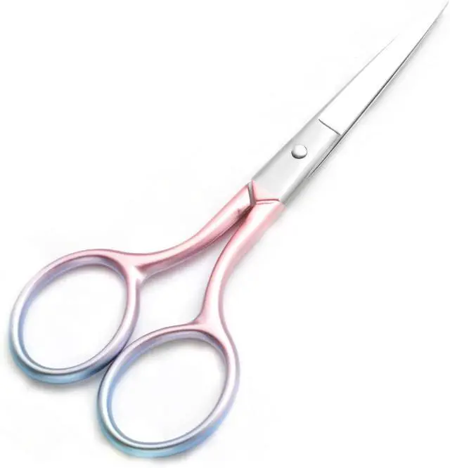 Alt view image 3 of 5 - Multicolor Professional Grooming Scissors for Facial Hair Removal | Personal Care Ear Nose Eyebrow Trimming Stainless Steel Fine Straight Tip Scissors 3.9 Inch (Pink)