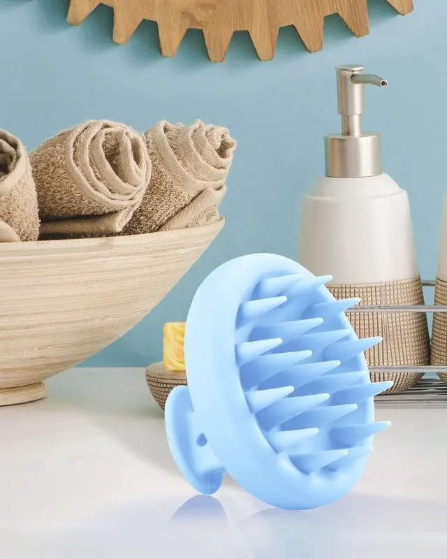 Alt view image 6 of 6 - BEAUTLOHAS Silicone Scalp Massager Shampoo Brush, Shower Scrubber with Soft Bristles, Hair Growth & Dandruff Treatment, Wet/Dry Hair Massager for All Hair Types (Blue)