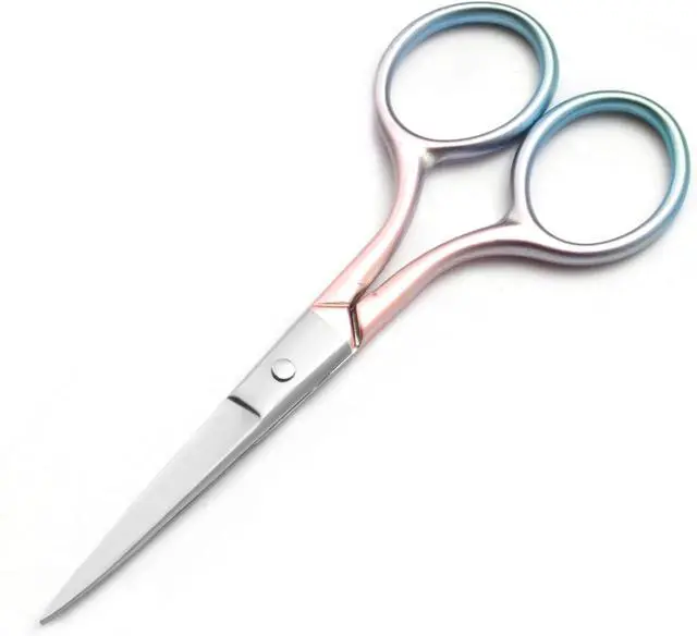 Alt view image 2 of 5 - Multicolor Professional Grooming Scissors for Facial Hair Removal | Personal Care Ear Nose Eyebrow Trimming Stainless Steel Fine Straight Tip Scissors 3.9 Inch (Pink)