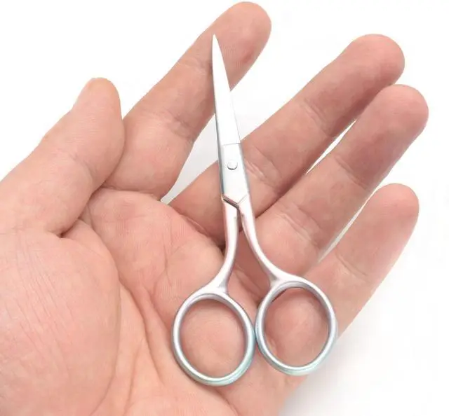 Alt view image 5 of 5 - Multicolor Professional Grooming Scissors for Facial Hair Removal | Personal Care Ear Nose Eyebrow Trimming Stainless Steel Fine Straight Tip Scissors 3.9 Inch (Pink)