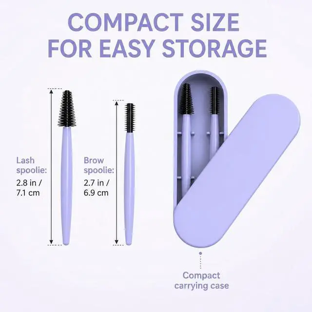 Alt view image 5 of 6 - Eyebrow And Eyelash Brush Reusable With Case, Makeup Kit, Makeup Brushes Set, Reusable Cosmetic Brush Makeup Tool, Profesional Brush Makeup Comb (Purple)