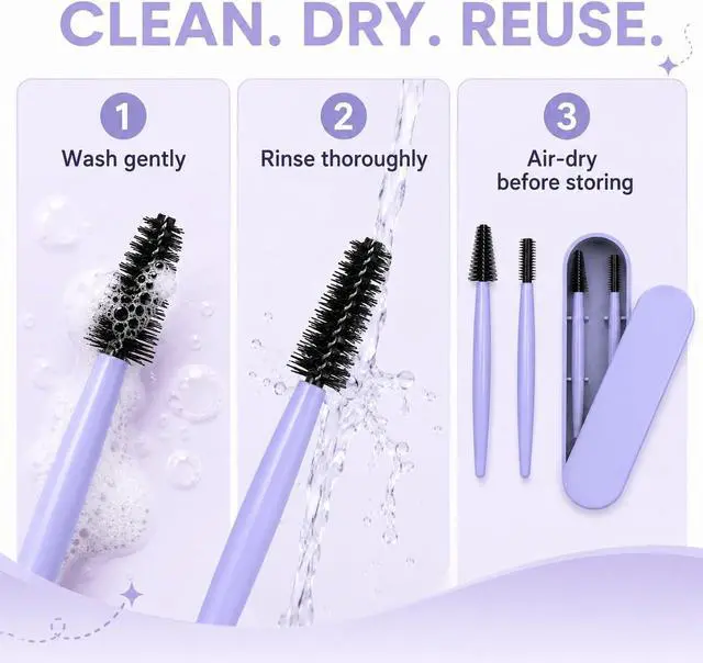 Alt view image 6 of 6 - Eyebrow And Eyelash Brush Reusable With Case, Makeup Kit, Makeup Brushes Set, Reusable Cosmetic Brush Makeup Tool, Profesional Brush Makeup Comb (Purple)