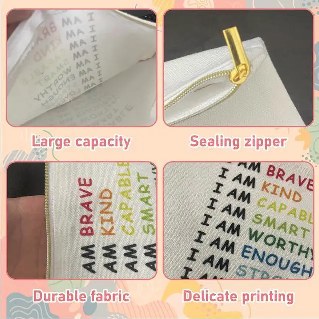 Alt view image 3 of 7 - Canvas Cosmetic Bags Cotton Makeup Bag for Women Zipper Bags Bulk Travel Toiletry Bag Small Cosmetic Pouch Multi-Purpose Makeup Canvas Bag