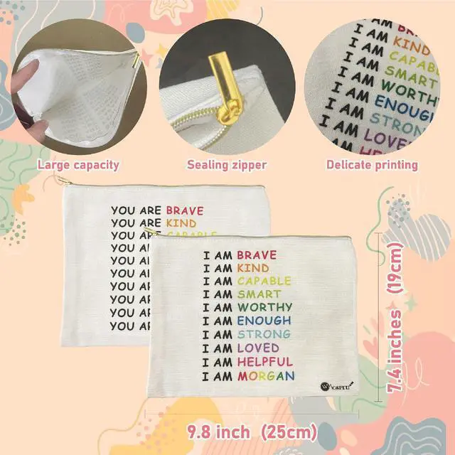 Alt view image 4 of 7 - Canvas Cosmetic Bags Cotton Makeup Bag for Women Zipper Bags Bulk Travel Toiletry Bag Small Cosmetic Pouch Multi-Purpose Makeup Canvas Bag