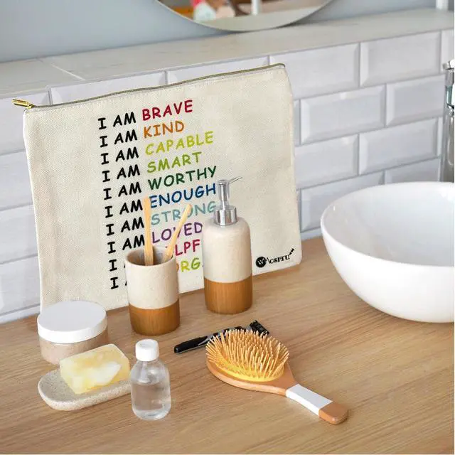 Alt view image 5 of 7 - Canvas Cosmetic Bags Cotton Makeup Bag for Women Zipper Bags Bulk Travel Toiletry Bag Small Cosmetic Pouch Multi-Purpose Makeup Canvas Bag