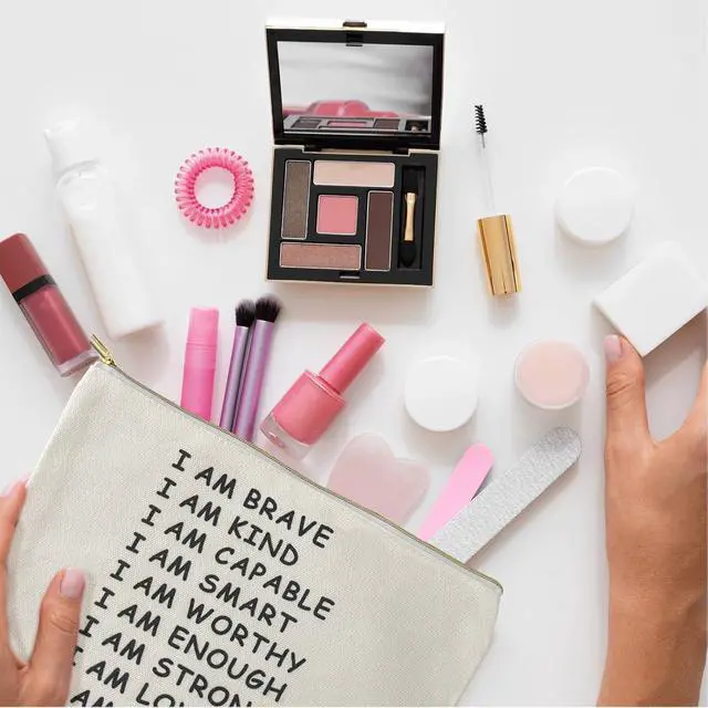 Alt view image 6 of 7 - Canvas Cosmetic Bags Cotton Makeup Bag for Women Zipper Bags Bulk Travel Toiletry Bag Small Cosmetic Pouch Multi-Purpose Makeup Canvas Bag