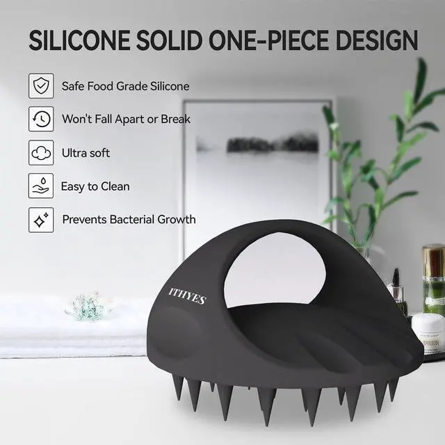 Alt view image 2 of 7 - 38 Finger Enlarged Scalp Massager Hair Growth,Head Massager,Silicone Scalp Brush Shampoo Brush for Hair Care,Scalp Scrubber,Hair Brush Wet Dry Comb,Scalp Exfoliator for Men Women Pets (Black)