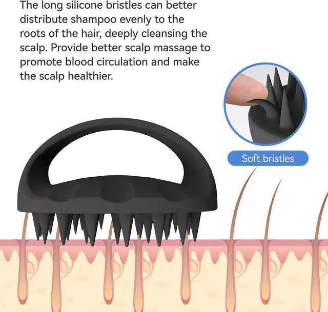Alt view image 5 of 7 - 38 Finger Enlarged Scalp Massager Hair Growth,Head Massager,Silicone Scalp Brush Shampoo Brush for Hair Care,Scalp Scrubber,Hair Brush Wet Dry Comb,Scalp Exfoliator for Men Women Pets (Black)