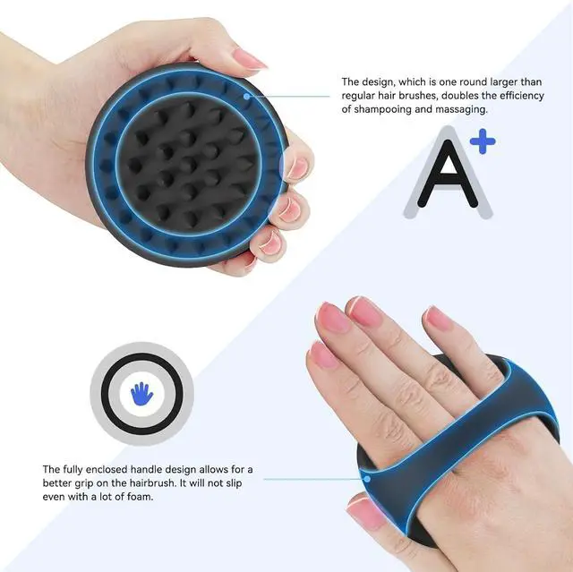 Alt view image 3 of 7 - 38 Finger Enlarged Scalp Massager Hair Growth,Head Massager,Silicone Scalp Brush Shampoo Brush for Hair Care,Scalp Scrubber,Hair Brush Wet Dry Comb,Scalp Exfoliator for Men Women Pets (Black)