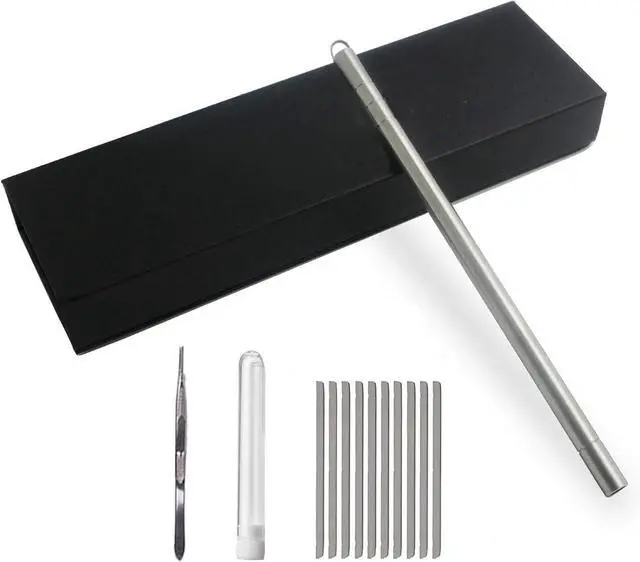 Main image of Hair Tattoo Razor Pen, Stainless Steel Hairstyle Design Trimmer, with Tweezers and 10 Pieces Blades, for Eyebrow Mustache Hair Styling Art