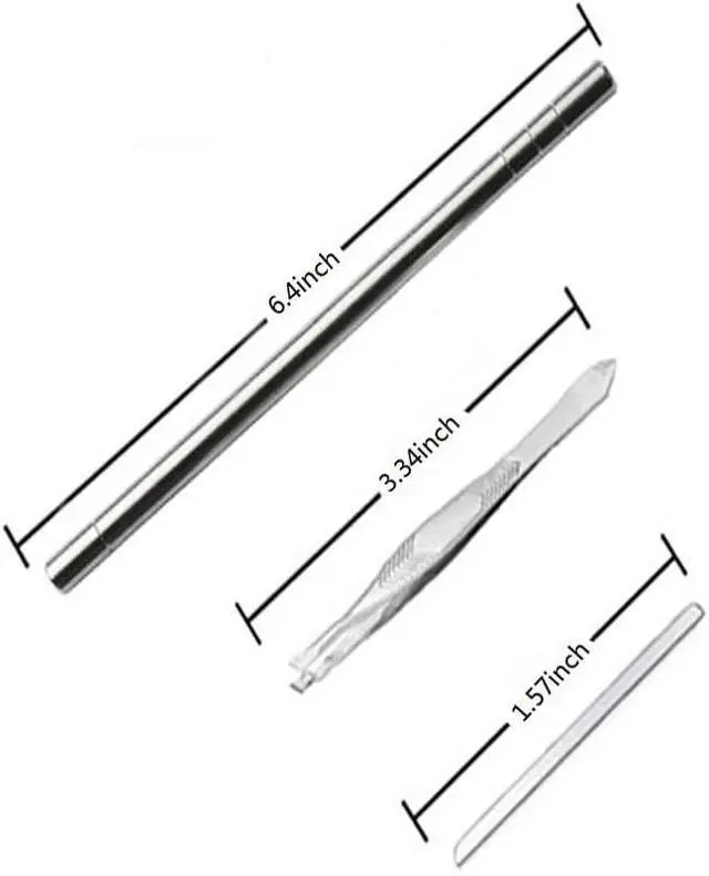 Alt view image 6 of 6 - Hair Tattoo Razor Pen, Stainless Steel Hairstyle Design Trimmer, with Tweezers and 10 Pieces Blades, for Eyebrow Mustache Hair Styling Art