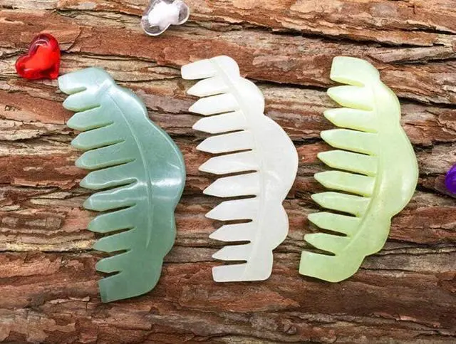 Alt view image 2 of 5 - 2pcs Jade Head Therapy Massage Comb, Hair Comb Scalp Massager, Jade Massager for Scalp Care